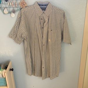 Yellow and blue plaid wrangler 20x western shirt
